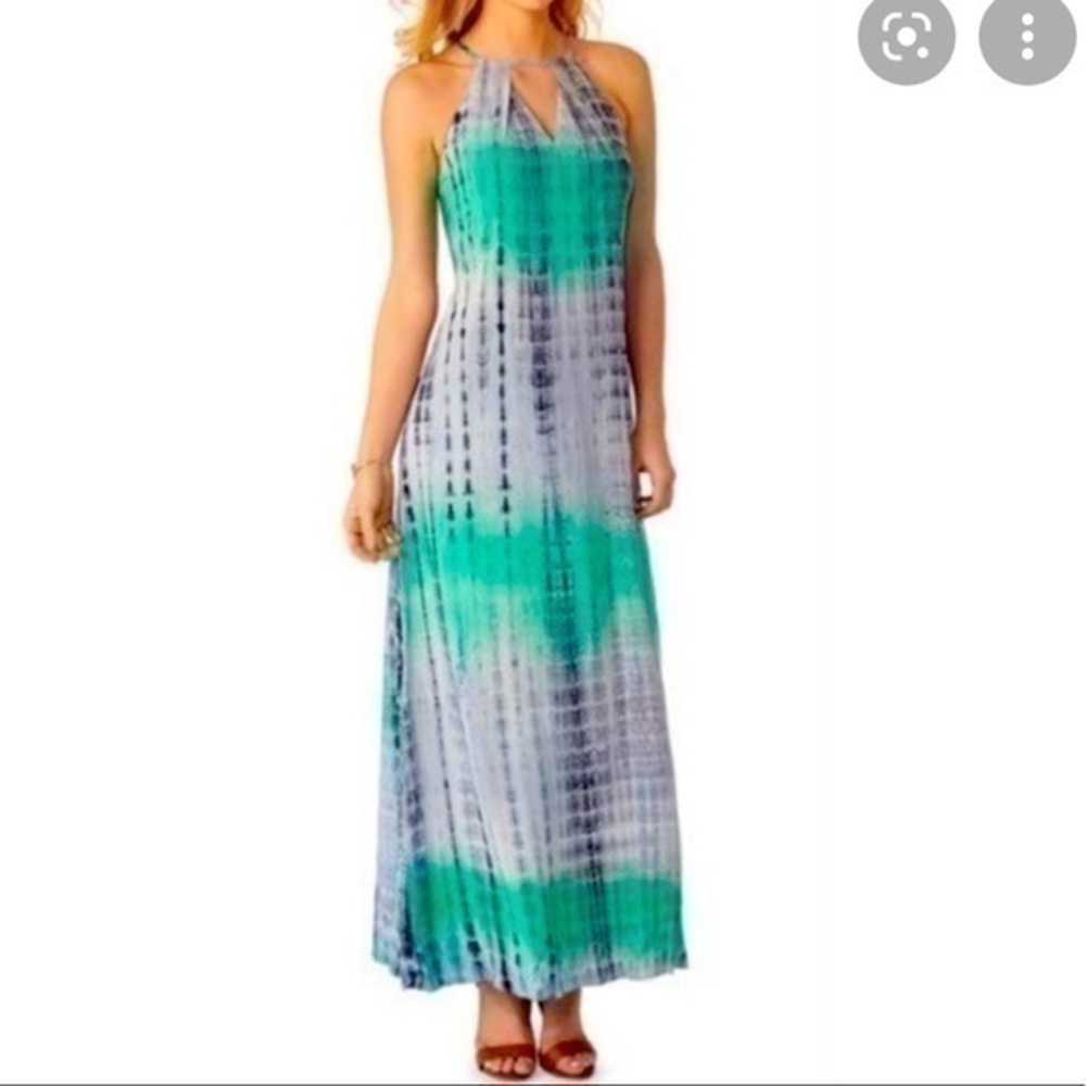 Eci tie dye green blue maxi dress small